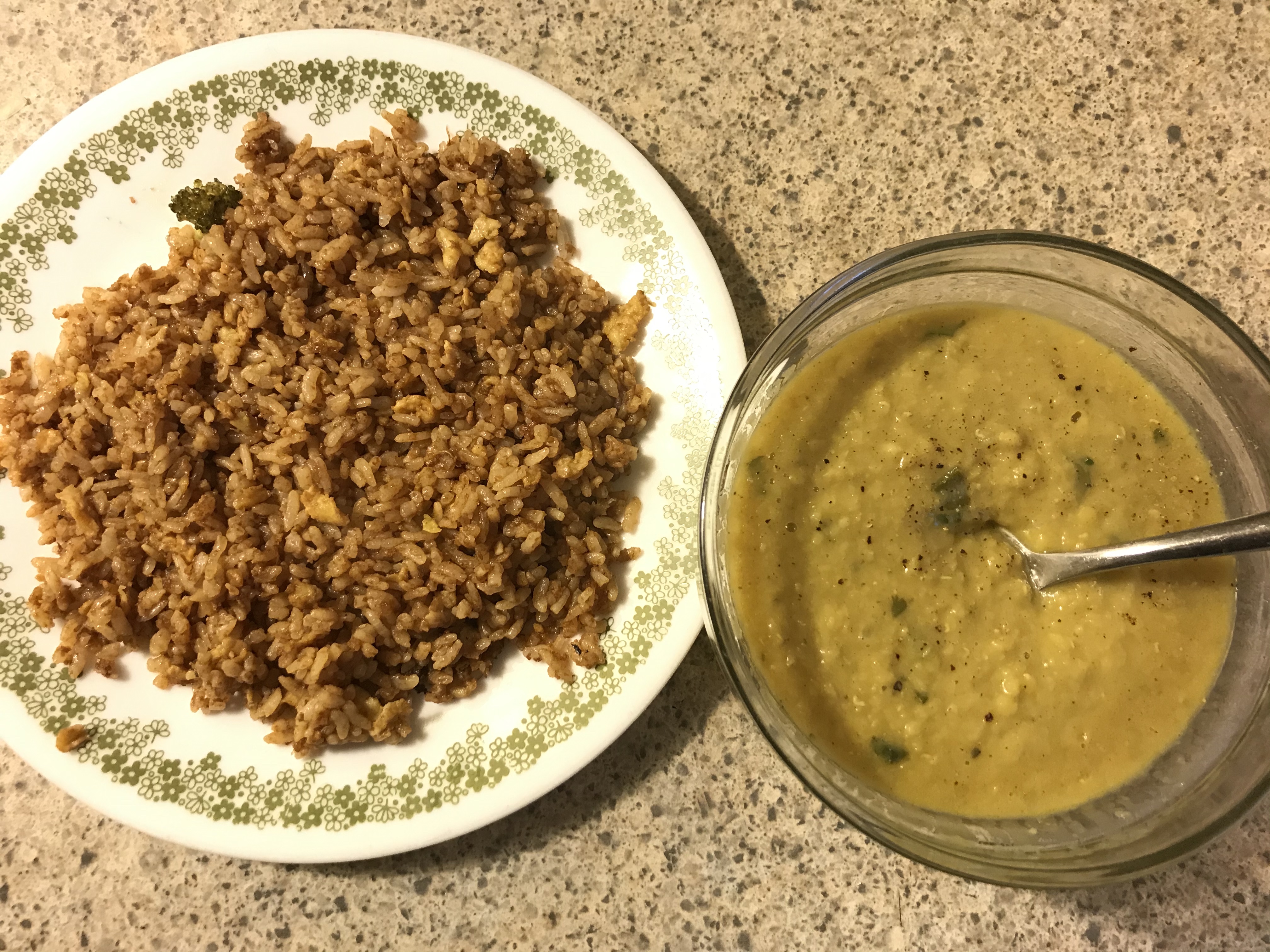 Photo of leftover rice and soup